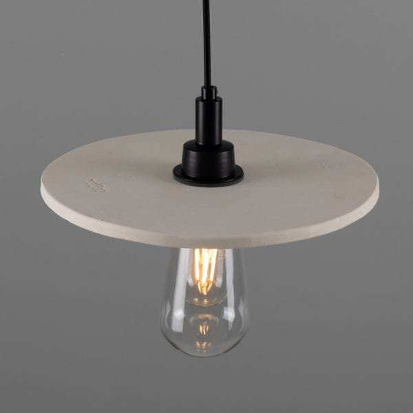 Bog Oak Organic 28cm Ceramic Disc IP44 Pendant Light | Matte White Striped Ceramic Bathroom Pendant Lights Great Lighting UK Ltd